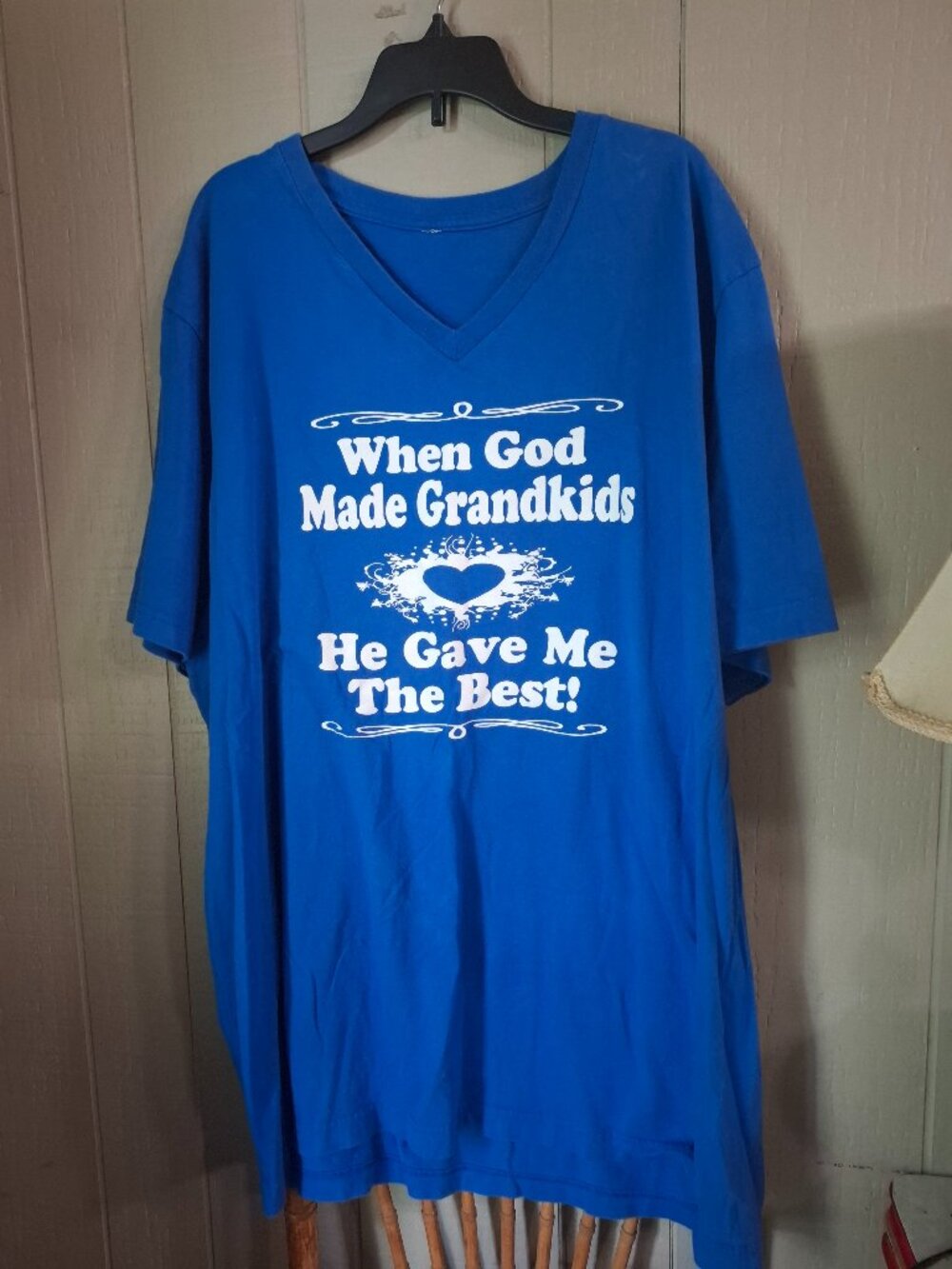 Plus Size Grandkids T Shirt V Neck Blue